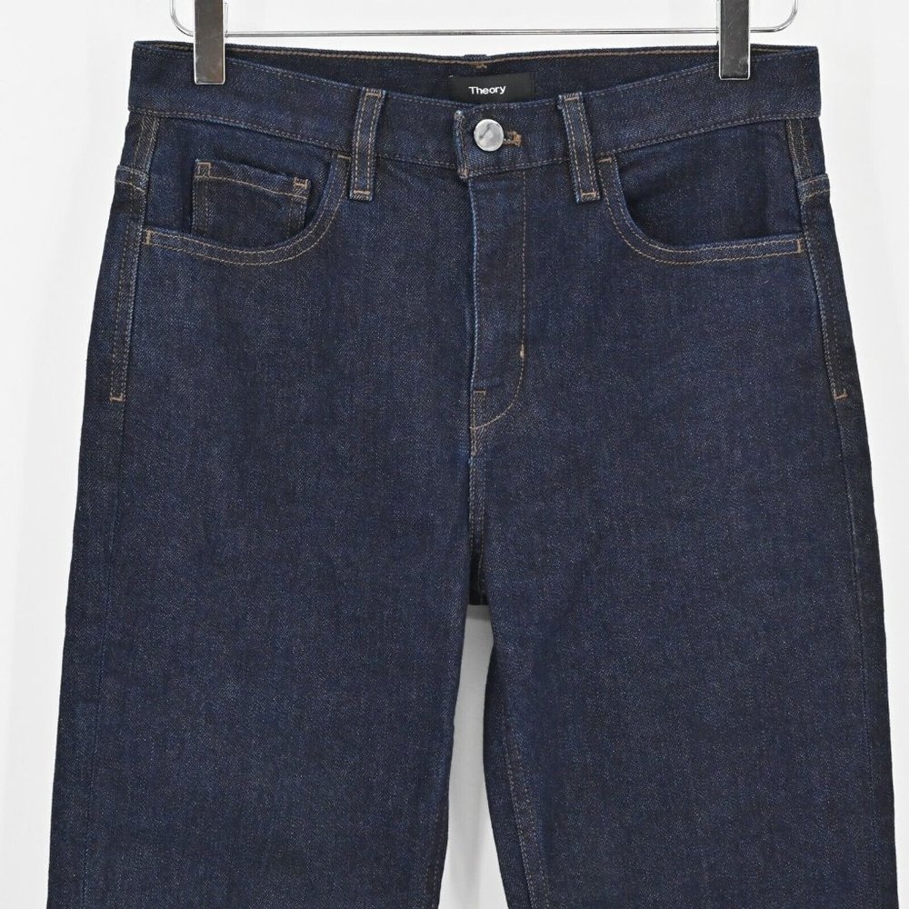 THEORY Treeca Jeans Dark Wash Denim in Indigo Stretch Crop Length Womens Size 27 - Picture 3 of 9